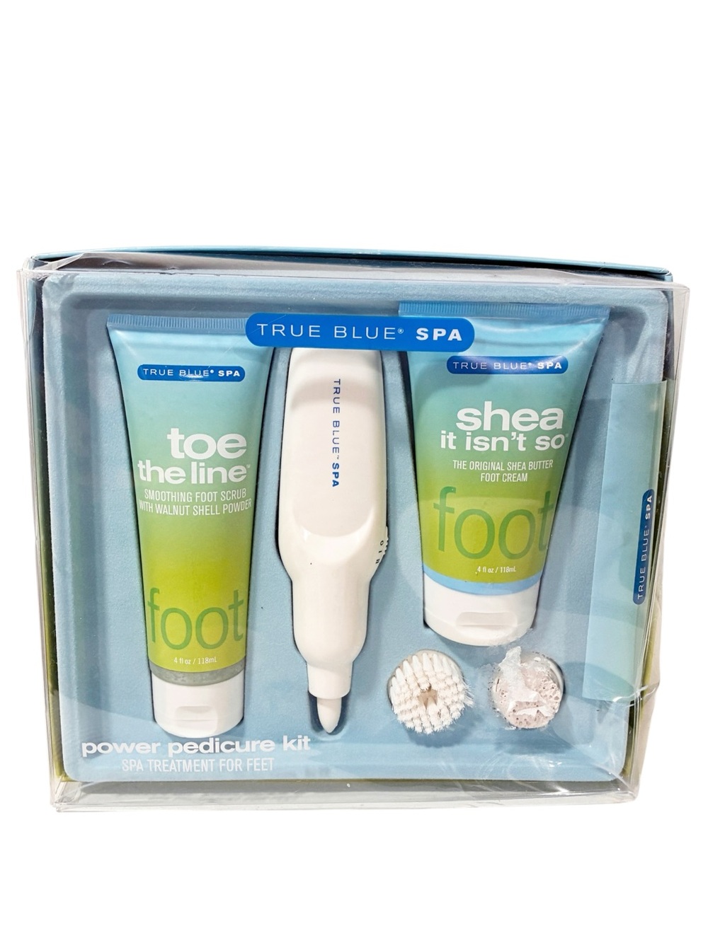 True Blue Spa Power Pedicure Kit Toe the Line Shea it Isn't So Full Size 4oz NEW